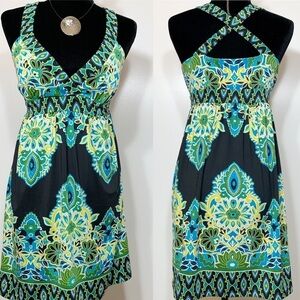 INC Rhinestone Embellished Polyester Spandex Blend Knee Length Halter Dress P